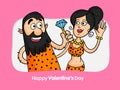 Valentines Day celebration with prehistoric couple.