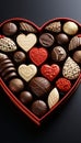 Valentines Day Chocolate Heart-Shaped Treats for Romantic Gifts and Celebrations. Vertical