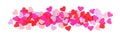 Valentines Day Colorful Paper Hearts Border Over White