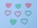 Valentines Day colorful paper hearts border over white Royalty Free Stock Photo