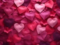 Valentines day colorful satin hearts background banner concept love, mothers day Royalty Free Stock Photo