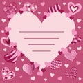 Valentines Day greeting card with pink hearts. Romantic composition with hearts. Cute love sale banner or background. Royalty Free Stock Photo