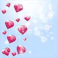 Valentines day concept. Beautiful heart balloon on bokeh and blue background