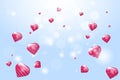 Valentines day concept. Beautiful heart balloon on bokeh and blue background