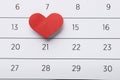 valentines day concept. Calendar close up Royalty Free Stock Photo