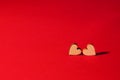 Valentines day concept. Love concept. Celebrating valentine`s day with hearts.  Close up of hearts on a red background Royalty Free Stock Photo