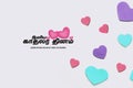 Valentines day concept. Multicolor hearts on white background and Happy Valentines day translate Tamil text. copy space Royalty Free Stock Photo