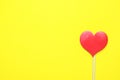 Valentines day concept. Red hearts on yellow background. Copy space Royalty Free Stock Photo