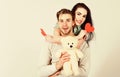 Valentines day concept. Valentines day and love. Romantic ideas celebrate valentines day. Man and woman couple in love Royalty Free Stock Photo