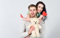 Valentines day concept. Valentines day and love. Romantic ideas celebrate valentines day. Man and woman couple in love Royalty Free Stock Photo