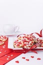 Valentines Day cookies and a cup on white background