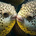 Valentines Day Cuddling Animals - pufferfish Couple1 (Generative AI)