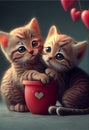 Valentines day cute card pets cat cats kitten kittens heart hearts