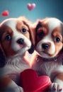 Valentines day cute card pets puppy puppies dog dogs heart hearts Royalty Free Stock Photo