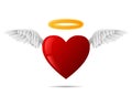 Valentines Day. A cute little new red heart from paradise with angel krill. Royalty Free Stock Photo