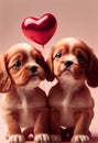 Valentines day love cute card pets puppy puppies dog dogs heart hearts Royalty Free Stock Photo