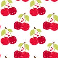 Valentines Day. Cute loving cherries. Seamless pattern for textile, wrapping paper, background Royalty Free Stock Photo