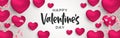 Valentines Day 3d pink heart shape web banner Royalty Free Stock Photo