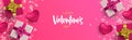 Valentines Day 3d pink love layout web banner Royalty Free Stock Photo