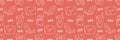 Valentines Day doodle hand-drawn seamless pattern