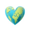 Valentines day. The earth in the shape of a heart. 3d vector illustration Royalty Free Stock Photo