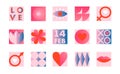 Valentines Day emblems set.Romantic vector icons and symbols in trendy flat style