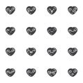 Valentines day emoji vector icons set