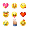 Valentines day emoticon icons, Love emoji set