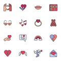 Valentines day filled outline icons set Royalty Free Stock Photo