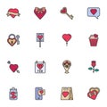 Valentines day filled outline icons set Royalty Free Stock Photo