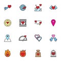 Valentines day filled outline icons set Royalty Free Stock Photo