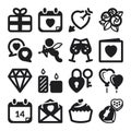 Valentines Day flat icons. Black Royalty Free Stock Photo