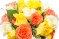 Valentines day flowers with white, orange, red and yellow roses flowers. Royalty Free Stock Photo