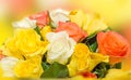 Valentines day flowers with white, orange, red and yellow roses flowers. Royalty Free Stock Photo