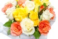 Valentines day flowers with white, orange, red and yellow roses flowers. Royalty Free Stock Photo