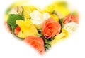 Valentines day flowers with white, orange, red and yellow roses flowers. Royalty Free Stock Photo