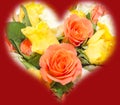 Valentines day flowers with white, orange, red and yellow roses flowers. Royalty Free Stock Photo