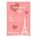 Valentines Day Flyer. Pink Design. Vector Illustration