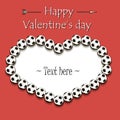 Valentines Day and Frame from soccer balls Royalty Free Stock Photo