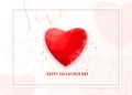 Valentines day geometric background. Greeting card with low poly style red heart