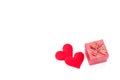 Valentines day gift boxes, rose and paper hearts isolated Royalty Free Stock Photo