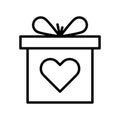 Valentine\'s day gift icon linear logo mark in black and white Royalty Free Stock Photo