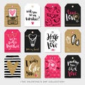 Valentines day gift tags and cards. Calligraphy hand drawn design. Royalty Free Stock Photo