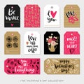 Valentines day gift tags and cards. Calligraphy hand drawn design.