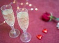 valentines day glasses of champagne close up Royalty Free Stock Photo