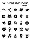 Valentines day glyph icon set, amour symbols collection, vector sketches, logo illustrations, love signs solid Royalty Free Stock Photo