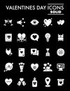 Valentines day glyph icon set, amour symbols collection, vector sketches, logo illustrations, love signs solid Royalty Free Stock Photo