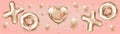 Valentines Day Gold ans Coral header with XOXO lettering