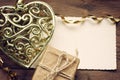 Valentines day golden lace heart Royalty Free Stock Photo