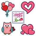 Valentines day graphics owl balloons words hearts rose